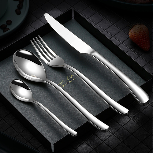 Cross-border 304 stainless steel western food cutlery, steak special high-end western food tableware wholesale moonlight knife, fork and spoon set