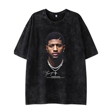 保罗乔治美式复古做旧水洗印花短袖宽松休闲春夏高街潮NBA球星T恤