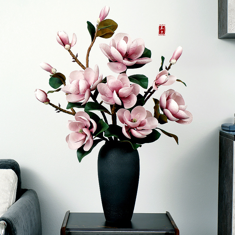 Nuevo estilo chino gran ramo de magnolia sala de estar entrada flor falsa decoración floral decoración floral decoración floral magnolia
