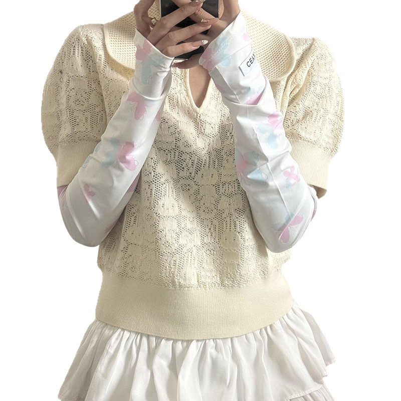 Mangas de hielo, mangas de seda de hielo, mujeres, ciclismo de verano, sombra al aire libre, protección UV, degradado, lazo, mangas de hielo, mangas de protección solar