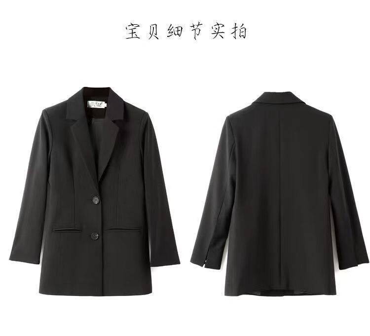 Áo vest nữ dáng rộng cổ vest tay dài phong cách thanh lịch — Tính khí đen chi tiết 4