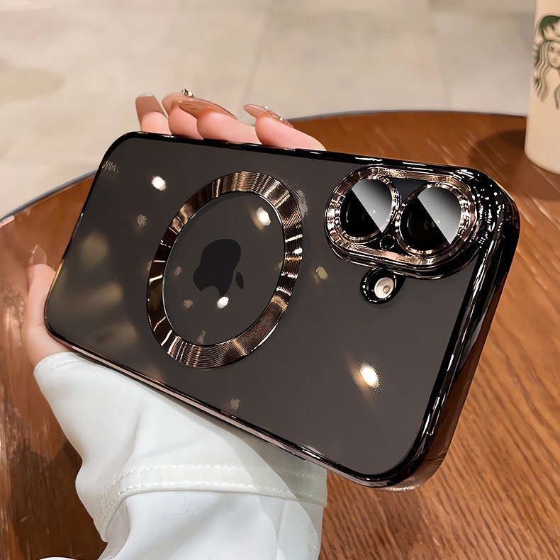 Apunción magnética simple y transparente para iPhone16ProMax Advanced Sense 14/13 Apple 15 funda para teléfono móvil para hombres y mujeres 16P