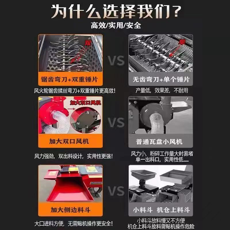 Máquina doméstica de cría de ganado y ovejas de hierba de alimentación diesel, máquina de molienda y molienda de alambre, máquina de molienda de hierba, otros