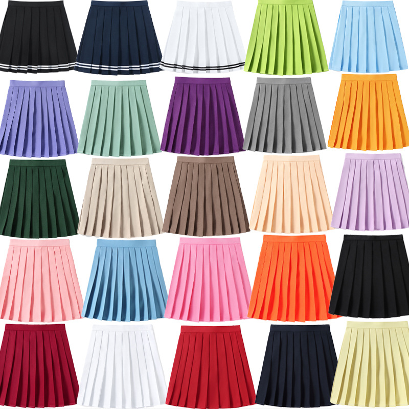 Anime Women Preppy Style Skirt 100% Off Skirt Student Pleated Short Skirt High Waist Skirt Class Campus Wear Solid Uniform Skirt