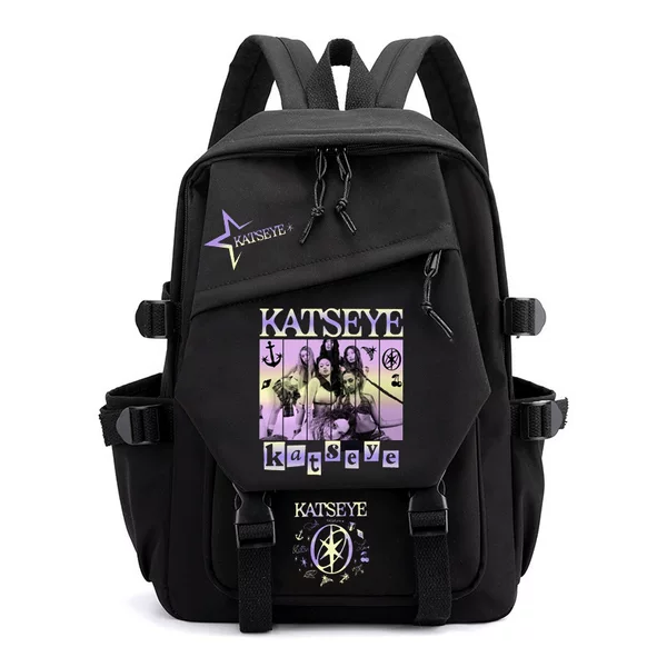 Amazon's Best-Selling Katseye Music Printed School Bag for Primary and Secondary School Students Campus Canvas Lightweight Backpack 1219