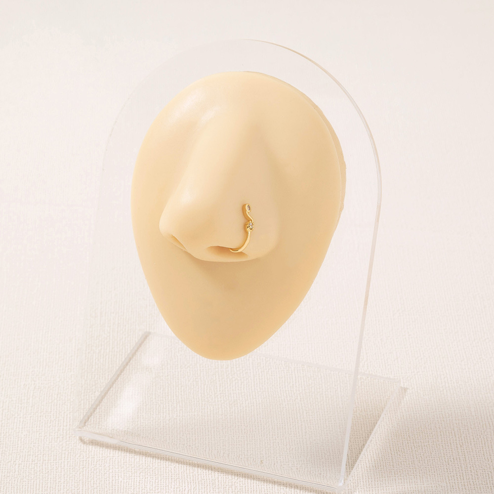 Fashion Golden Copper Micro-inlaid Zircon Non-porous Puncture Nose Clip display picture 1