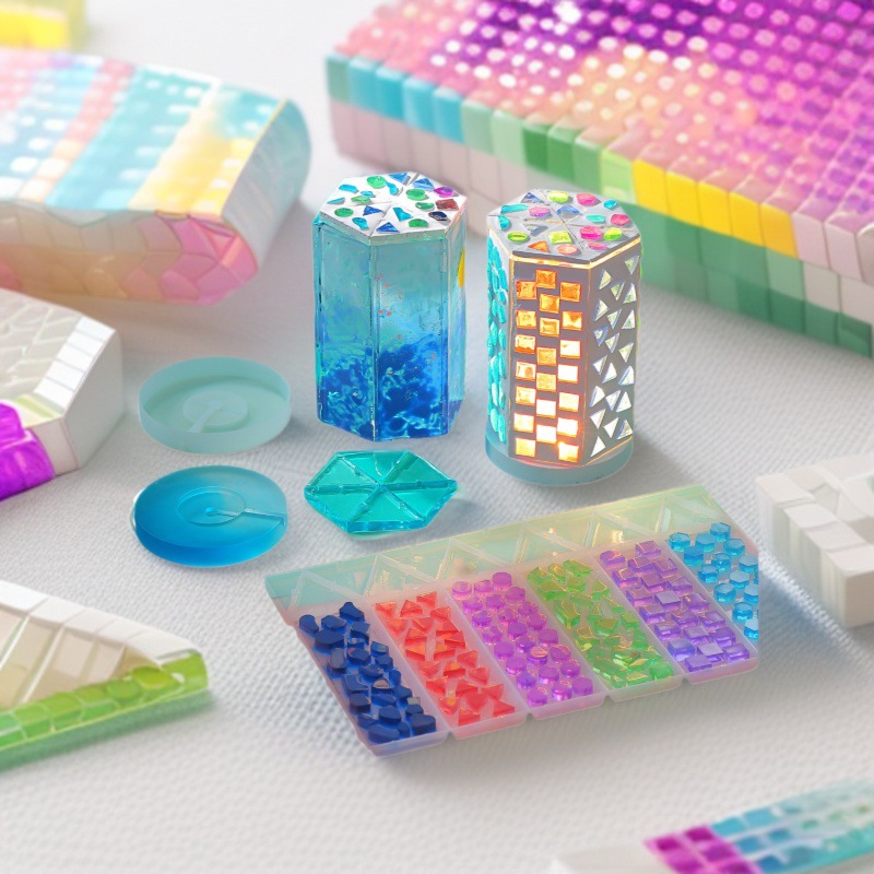 Cristal epoxi DIY molde de silicona decoración de flores secas muestra hexagonal caja de luz base mosaico caja de luz bolsa de molde