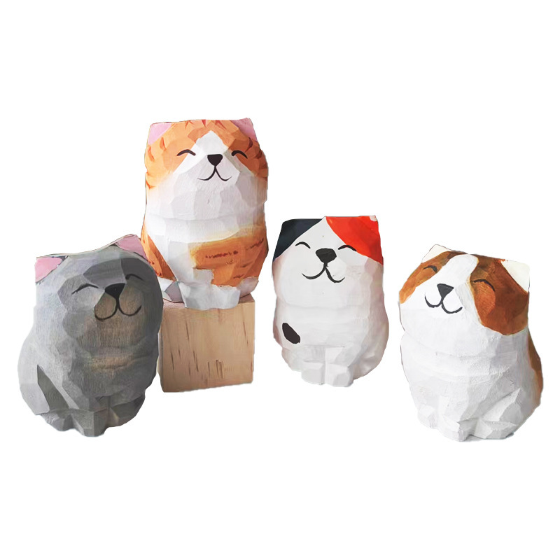 小猫纯手工实木雕刻工艺品客厅办公室桌面摆件创意家居饰品小礼物|undefined