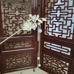 Lily Flower Ancient Style Step-Turned Flowing Silk Tassel Hairpin for Women, Classical Pearl Hanfu Hairpin and Hairpin Set, Everyday Versatile Hair Accessory, Wholesale