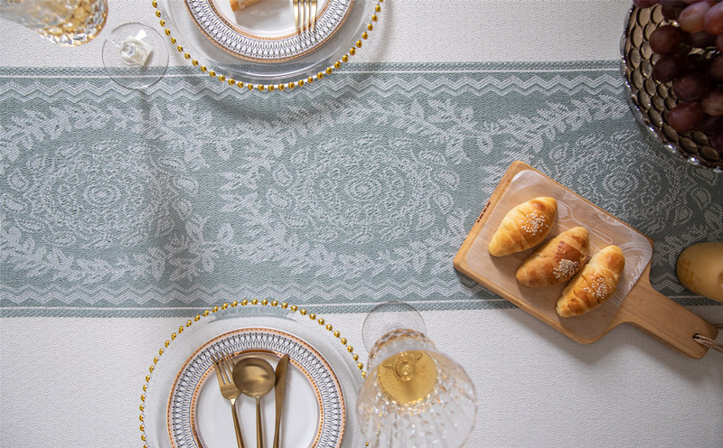 Tovaglia rettangolare da caffè/pranzo in jacquard di poliestere vintage con nappe, ideale per tavolini da caffè, con INS Cross-border Full Polyester Jacquard Vintage Floral Tassel._voghion.com