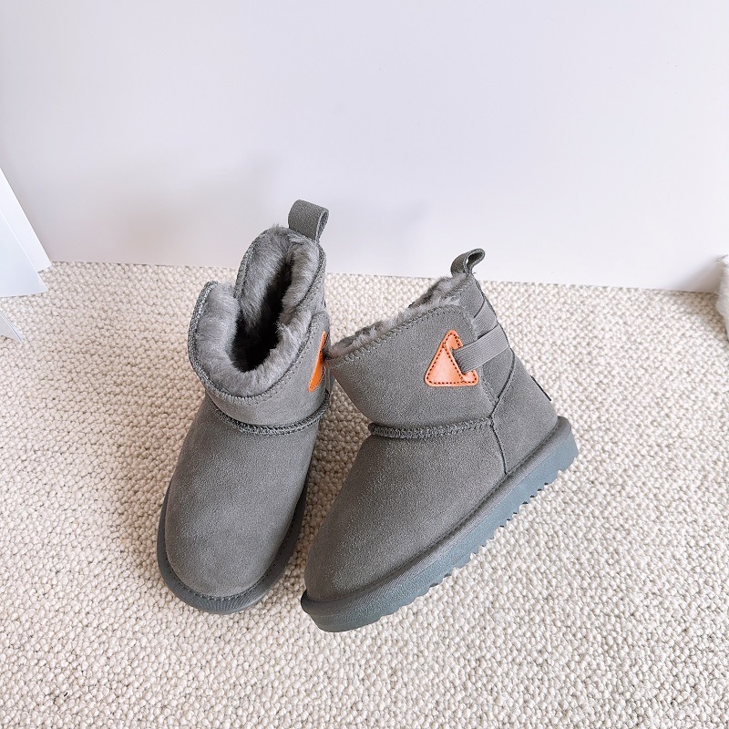 Neue Kinder-Schneestiefel aus echtem Leder, plüschig und warm für Jungen und Mädchen, wasserdichte Mädchenstiefel, Baby_voghion.com