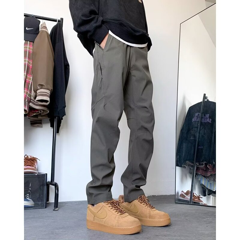 American Style Functional Charge Pants Men's Autumn and Winter New Fashion Brand Loose plus size Straight Pants Fashionable Zipper Pocket Casual Pants