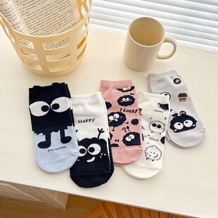 2025 New Japanese Style Cartoon Animation Socks Women's Boat Socks All-In-One Small Briquettes Cute College Style Cotton Socks