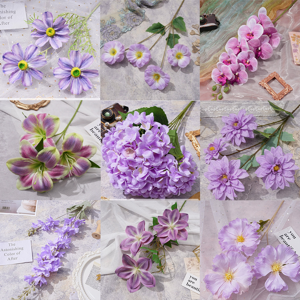 Matériaux de fleurs de simulation violettes Salle de mariage Salle de mariage de l'hôtel Flower Pai de décoration de la route, de fausses fleurs en gros, fenêtre du jardin Monet