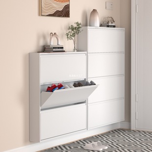Large-Capacity Steel Entrance Cabinet for Home Entrance Shoe Cabinet, Extremely Narrow Multi-Layer Metal Tipping Cabinet