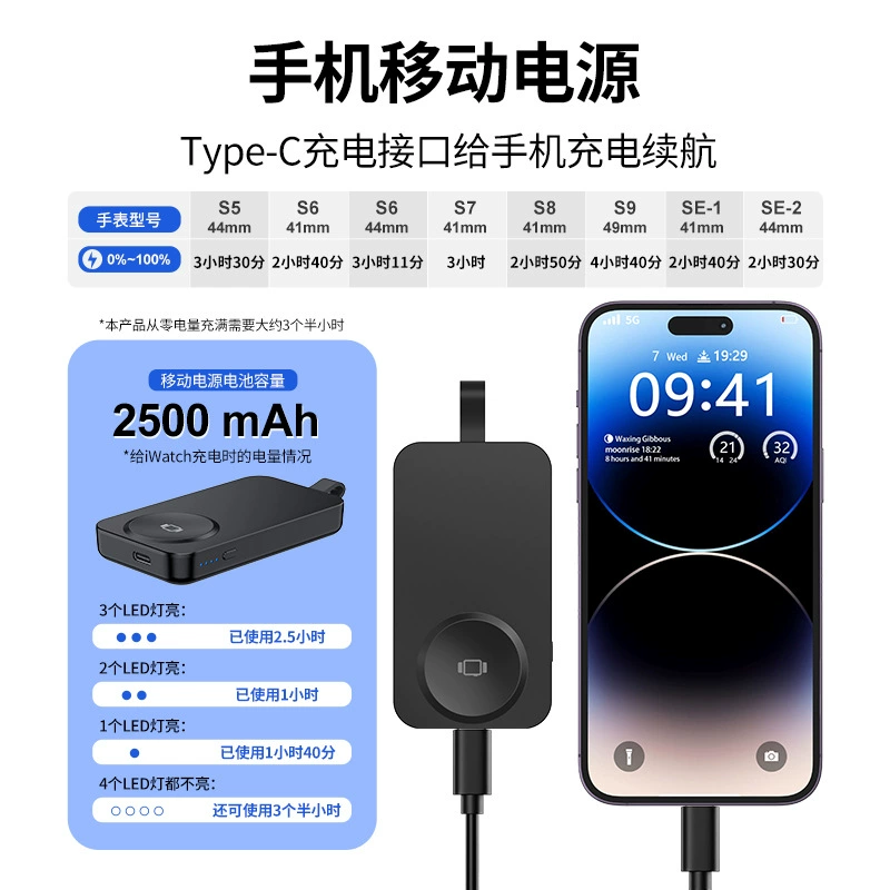 Зарядное устройство для часов Apple/Samsung, беспроводная магнитная подставка для зарядки