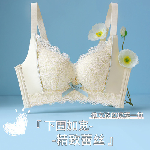 Lace underwear for women with small breasts, push-up, larger, secondary breasts, anti-sagging, wire-free push-up adjustable bra set
