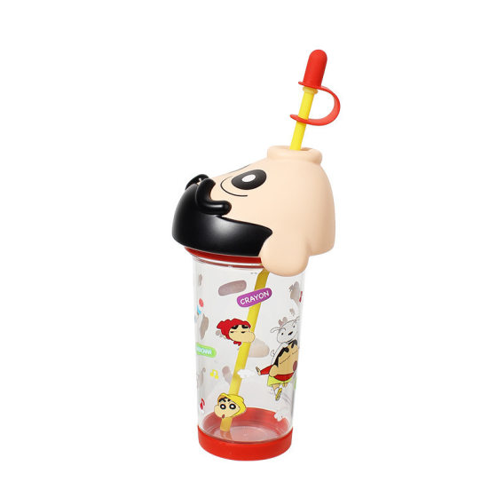 Crayon Small New Doodle Cup Cartoon Water Cup High Color Value Water Cup Children's Summer Large Capacity Student Straw Water Cup Cute