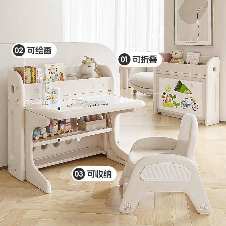 Babyviva Kidsren's Study Table and Chair Set Foldableable Baby Kindergarten Special Toy Table for Painting and Writing