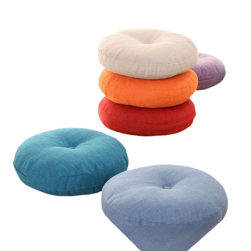 Linen cushion with thick round fabric balcony Japanese tatami meditation cushion bay window yoga floor large size