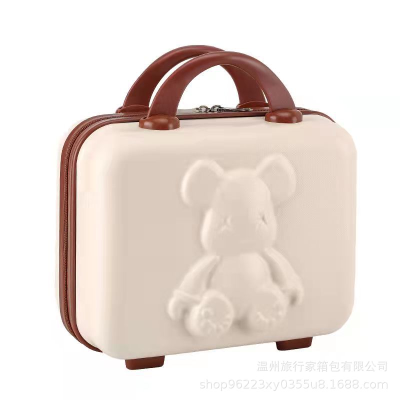 Maleta equipaje caso cosmético 14 pulgadas dibujos animados lindo oso contraseña bloqueo caja de almacenamiento mano regalo oso caja