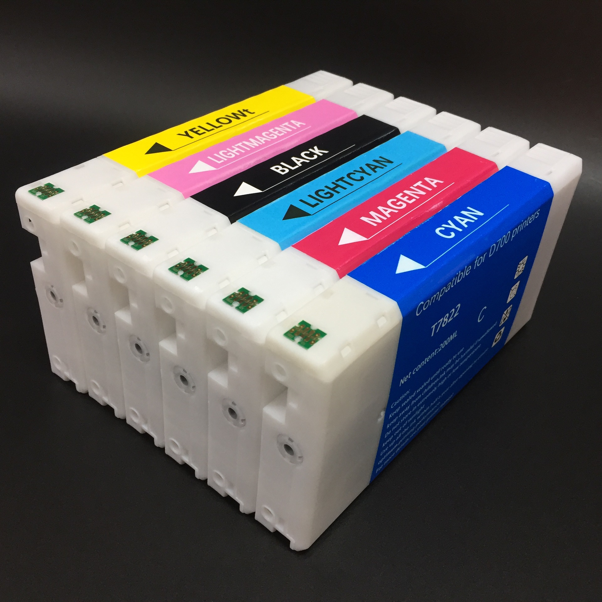 6 색 DX100 호환 카트리지 (잉크 칩 포함)