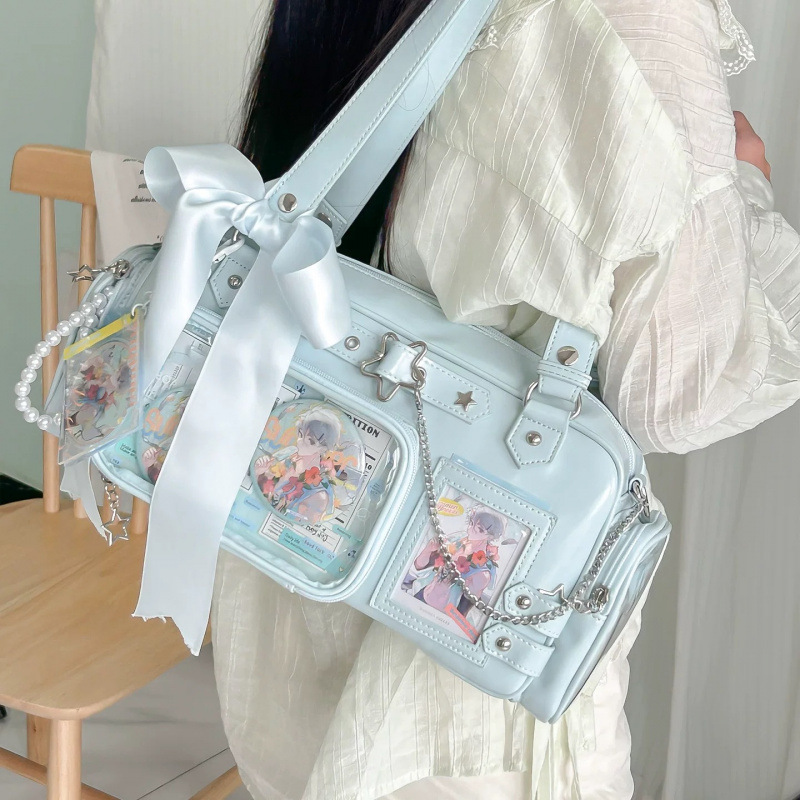 Original Anime-Style Crossbody Medium-Sized Tote Bag with Hidden Bracket, Academy Style, Single Shoulder, Multi-Pocket Design