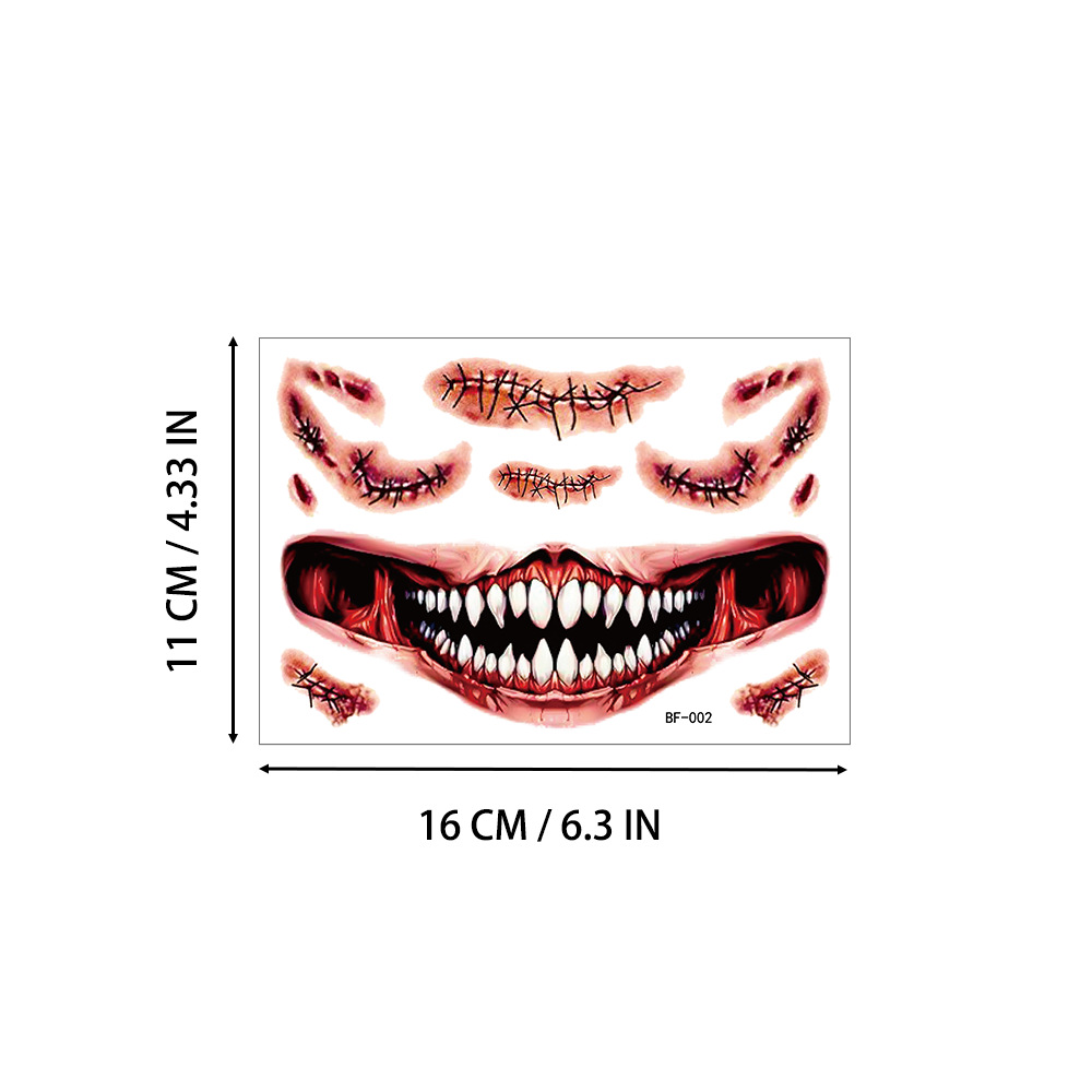 Tatuajes Temporales de Cicatrices de Halloween de Papel de Transferencia de Agua, Luminoso, Impermeable
