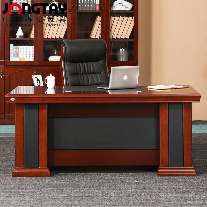 Government Administrative Office Furniture High-Quality Executive Desk Walnut Veneer Imitation Solid Wood Guangdong Modern Chinese Style