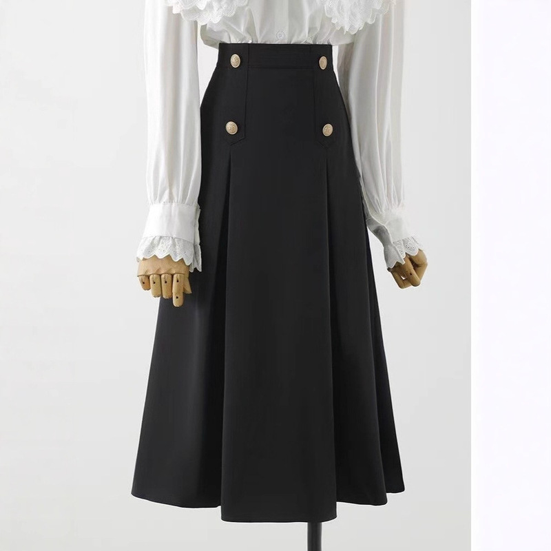 Black Pleated Skirt Spring and Summer 2025 Retro New Slimming Look Hip-Covering High-Waisted Mid-Length A-Line Versatile Umbrella Skirt Black Pleated Skirt Spring and Summer 2025 Retro New Slimming Look Hip-Covering High-Waisted Mid-Length A-Line Versatile Umbrella Skirt