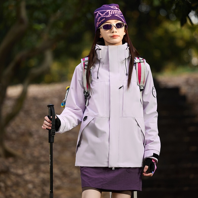 Luotuo style women's 3-in-1 outdoor windproof and water-repellent mountaineering jacket, workwear for men with printed logo