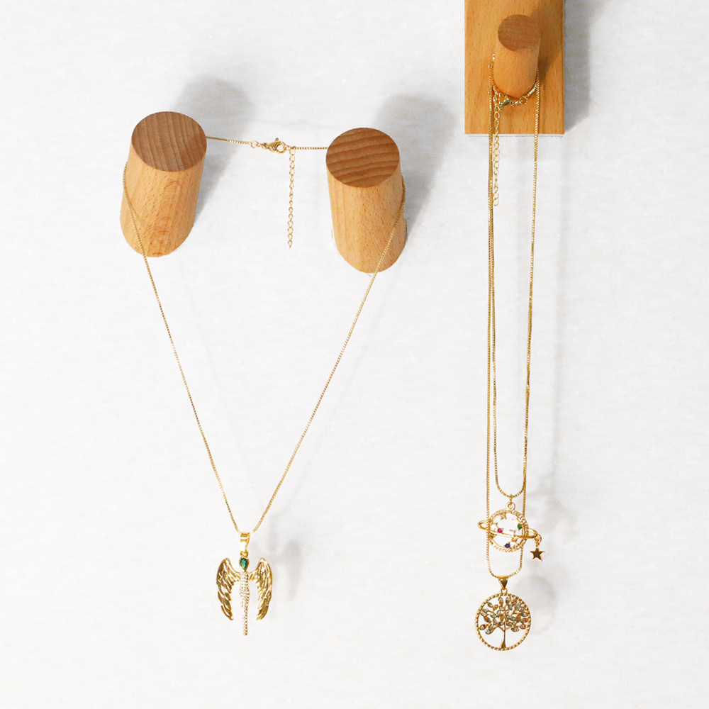 Colored diamond planet star pendant simple copper necklace female