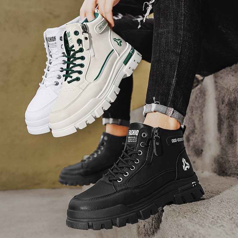 Ботинки Martens, платформа с противоскольжением, демисезонная обувь в английском стиле для повседневной носки, белая кожаная обувь
