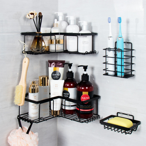 Cross-border bathroom triangle shelf bathroom corner rack corner wall mount shelf iron triangle stand