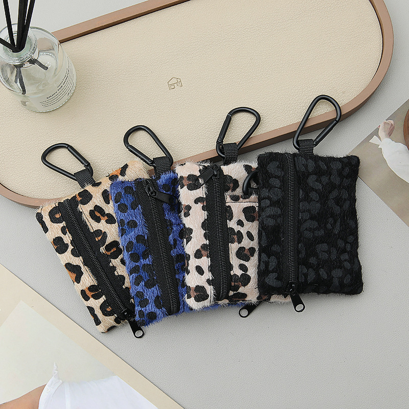 Outdoor Horse Hair Coin Purse Mini Sports Wallet Multifunctional Small Objects Leopard Print Small Square Bag Pendant Bag