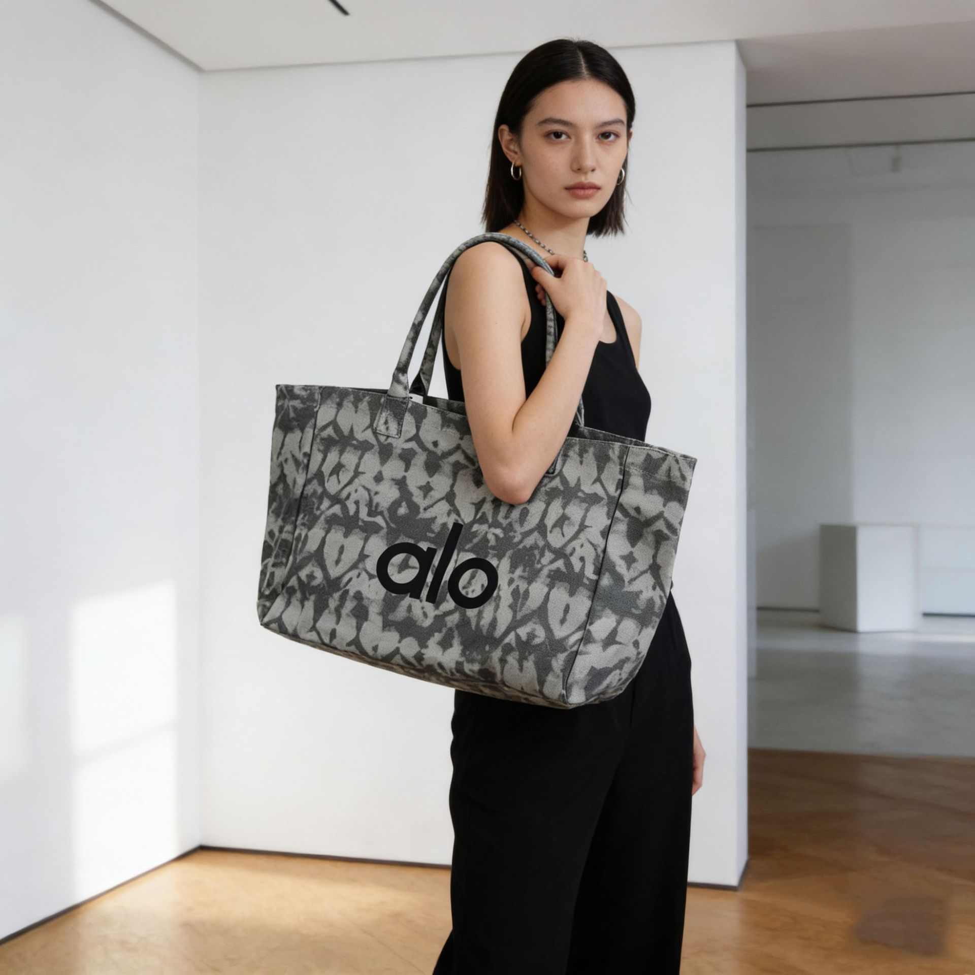Alo Large Capacity Fitness Yoga Tote Bag For Women Casual Commute Mommy Pure Cotton Canvas Bag - Thumbnail 3