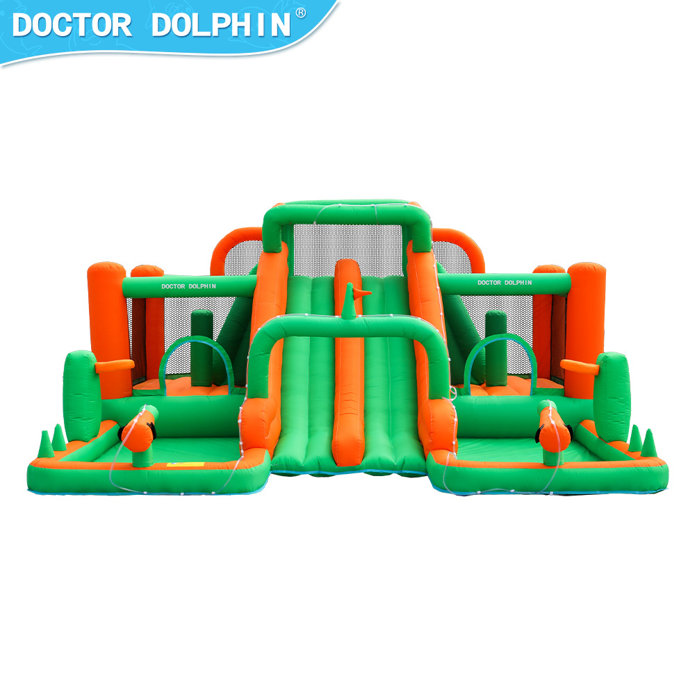 Doctor Delfín | Parque acuático interior pequeño, castillo inflable para el hogar, tobogán infantil combinado, zona de juegos acuáticos, trampolín antideslizante