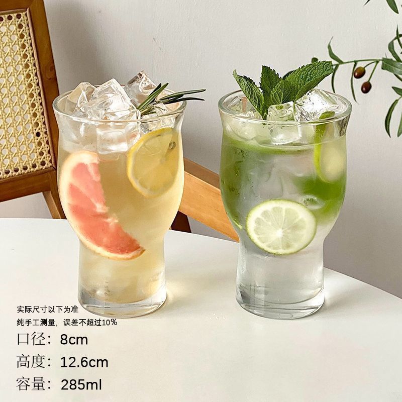 网红餐厅宽口果茶杯超大容量玻璃杯子奶茶饮品果汁杯冷饮杯子|undefined