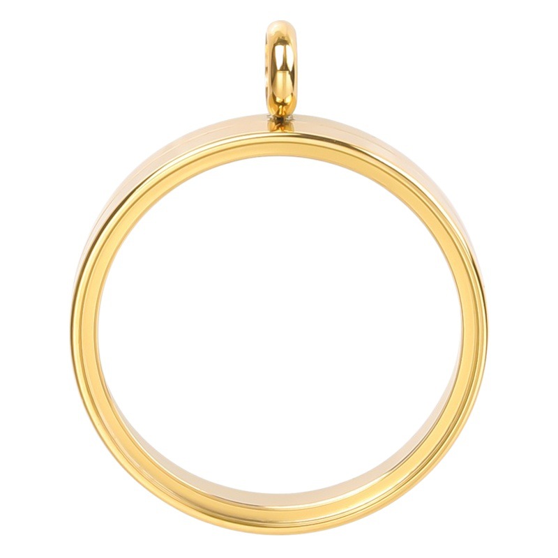Steel color gold cinnabar box quack black box thread can be opened stainless steel round smooth glass phase box pendant necklace