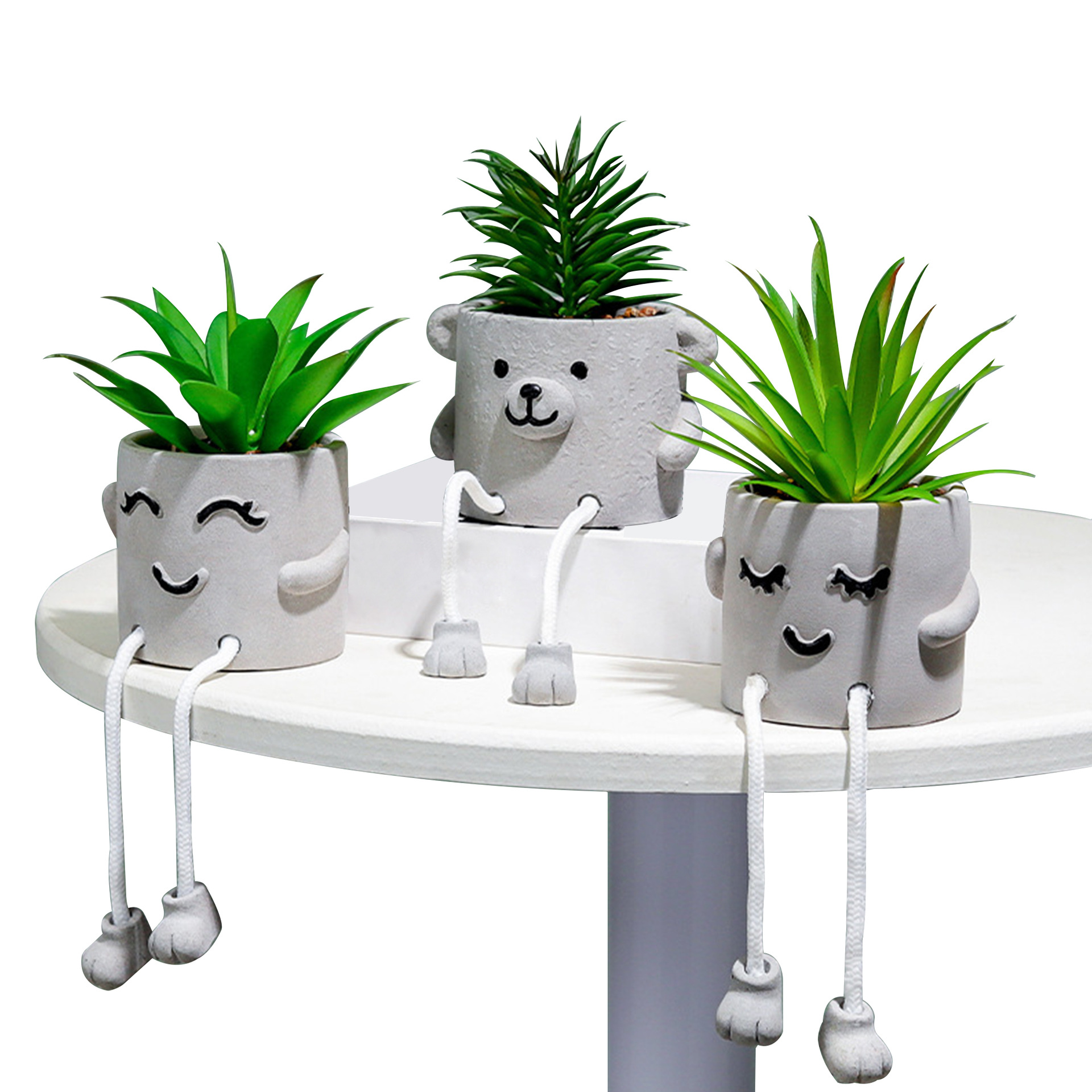 Nordic ins estilo simulación suculenta pequeña olla creativa Escritorio de oficina colgando pies muñeca falsa planta verde adornos Decoración image 3