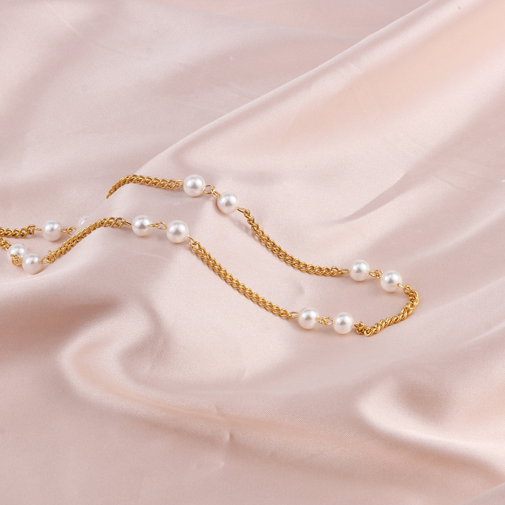 Simple Style Geometric Stainless Steel Plating Artificial Pearls Necklace 1 Piece