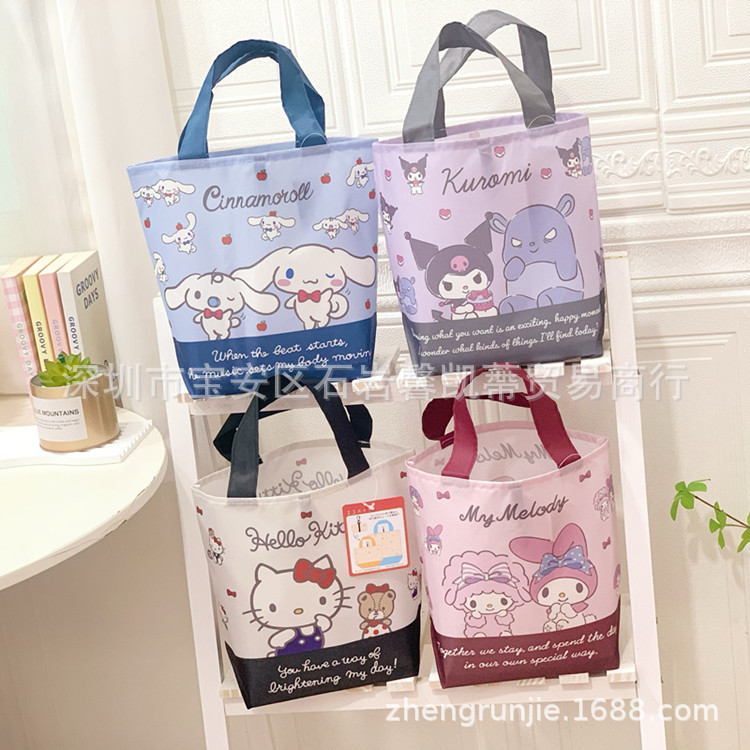 可爱卡通饭盒袋捆绑式环保袋外出便携收纳袋大号购物袋小号饭盒袋