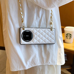 適用於華為MateX5典藏版手機殼時尚菱格小香風matex5高級斜挎掛繩