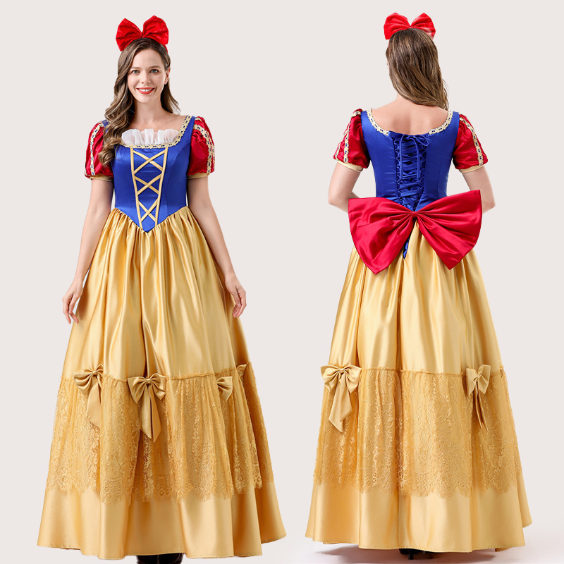 Halloween Cos Snow White Fantasy Dress with Large Bowknot Snow White Big Skirt Drama Performance Costume