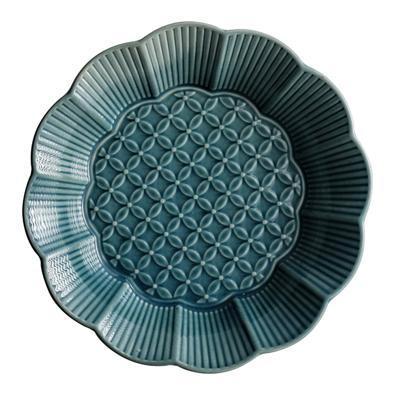 INS estilo japonés Cambio de horno comida occidental plato de ensalada plato de fruta patrón creativo plato de sopa profunda plato tazón de cerámica vajilla transfronteriza