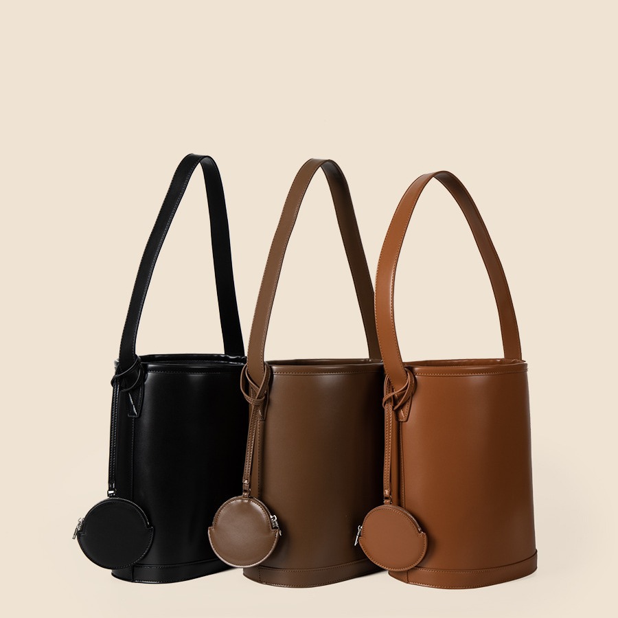 Exquisite and fashionable summer casual cylindrical bag for women, large capacity single shoulder bucket bag, niche_voghion.com