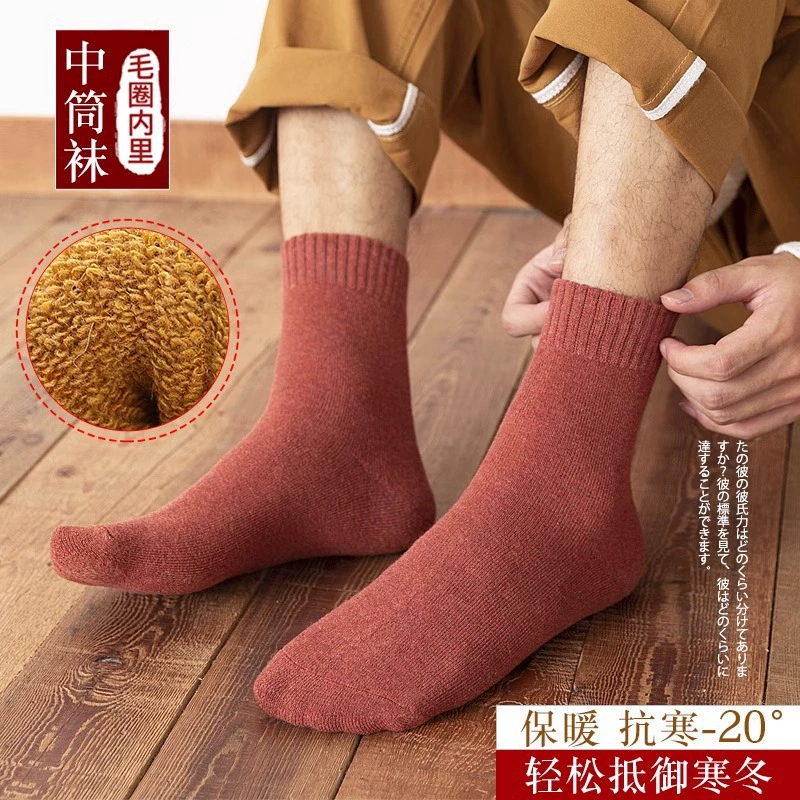 Демисезонные мужские цветные гольфы, обеззараживающие согревающие полотенце, средней длины, городской стиль, впитывают пот и запах