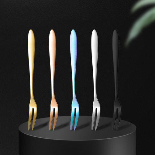 304 Stainless Steel Fruit Fork Thick Dessert Two-Tine Fork Cake Mooncake Fork Western Food Fork Hotel Home Dining Fork