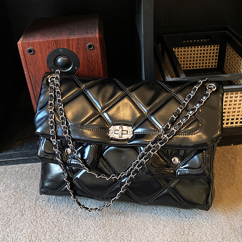 Fashion Diamond Patterned Small Square Bag, Women's Chain Shoulder Bag, Versatile Casual Armpit Bag_voghion.com