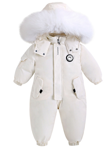 Baby Winter Outdoor Ski Suit Crawling Suit Infant Outdoor Thick Windproof Warm Crawling Suit Hairy Cotton Coat